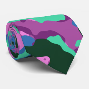 purple Green Camo Neck Tie