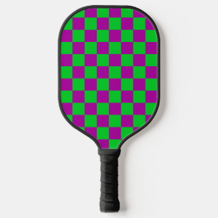 Purple Green Chequered Check Pattern Pickleball Paddle