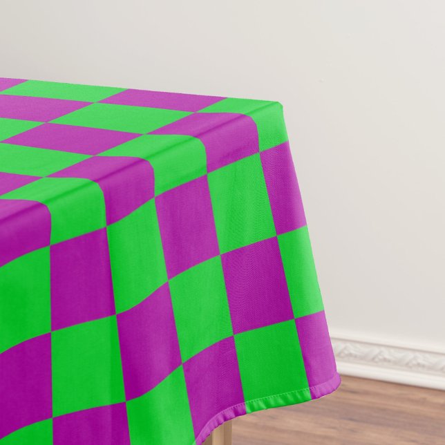 Purple Green Chequered Check Pattern Tablecloth (Creator Uploaded)
