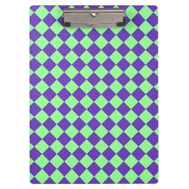 Purple Green Chequered Diamond Pattern  Clipboard (Front)
