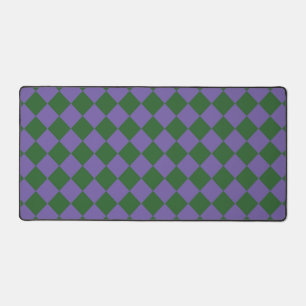 Purple Green Chequered Diamond Pattern  Desk Mat