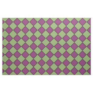 Purple Green Chequered Diamond Pattern Fabric
