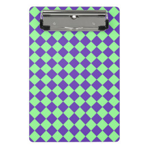 Purple Green Chequered Diamond Pattern  Mini Clipboard