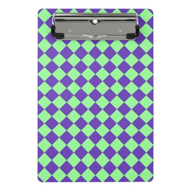 Purple Green Chequered Diamond Pattern  Mini Clipboard (Front)