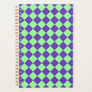 Purple Green Chequered Diamond Pattern Planner