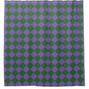 Purple Green Chequered Diamond Pattern  Shower Curtain