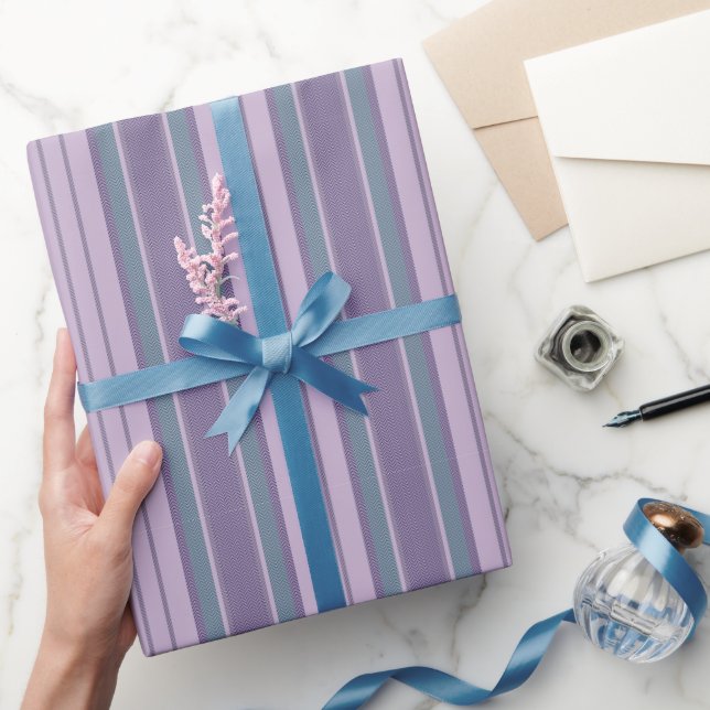 Purple & Green Chevron Stripes Wrapping Paper (Gifting)