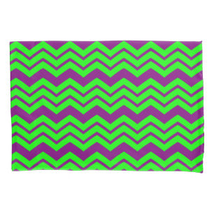 Purple Green Chevron Zigzag Design Pillowcase