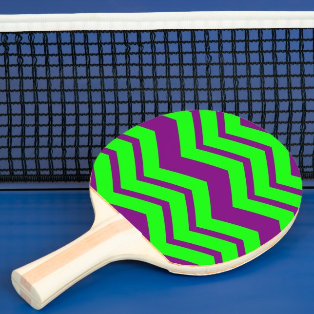 Purple Green Chevron Zigzag Design  Ping Pong Paddle (Insitu)