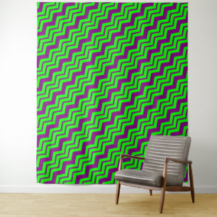 Purple Green Chevron Zigzag Design Tapestry