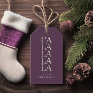 Purple Green Christmas Fa La La ID1009 Gift Tags