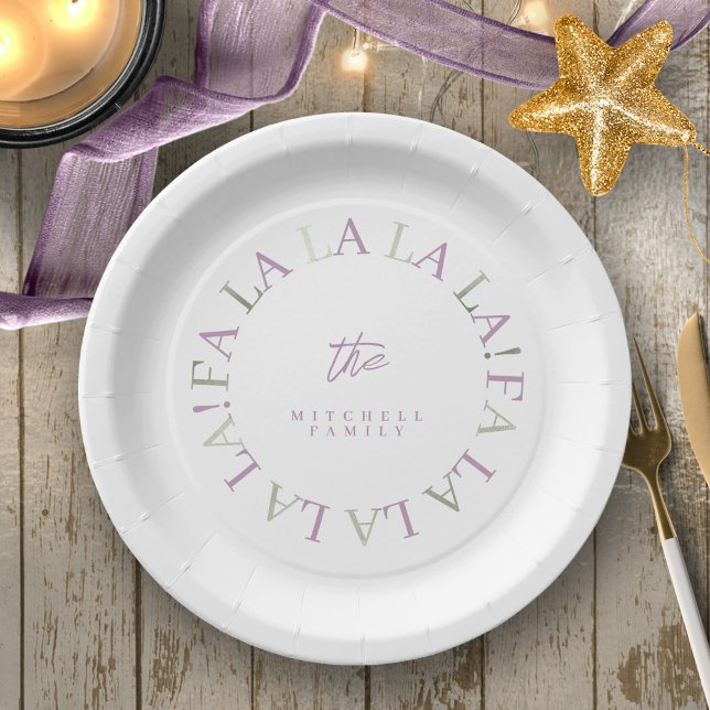 Purple Green Christmas Fa La La ID1009 Paper Plate (Creator Uploaded)