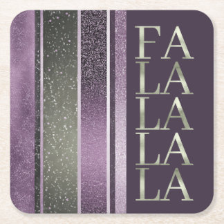 Purple Green  Christmas Fa La La Pattern#27 ID1009 Square Paper Coaster