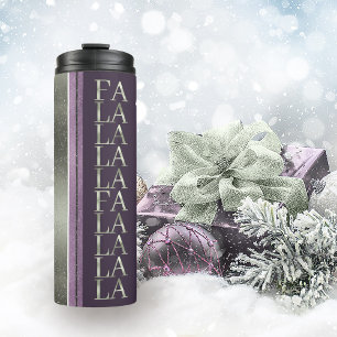 Purple Green Christmas Fa La La Pattern#27 ID1009 Thermal Tumbler