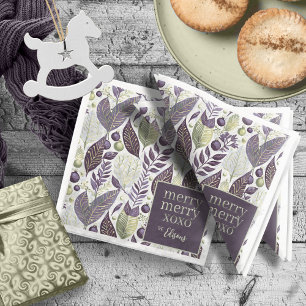 Purple Green Christmas Merry Pattern#21 ID1009 Napkin