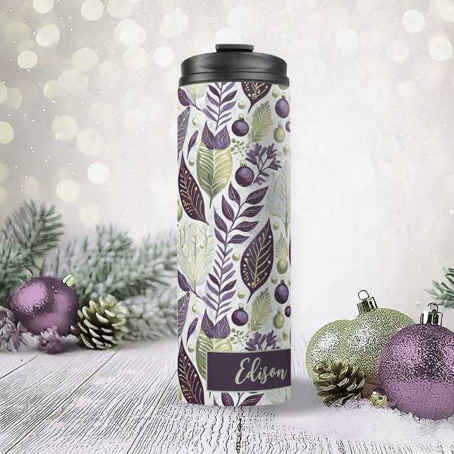 Purple Green Christmas Merry Pattern#21 ID1009 Thermal Tumbler (Creator Uploaded)