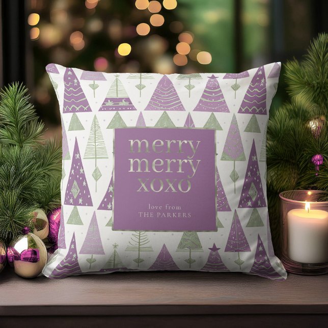 Purple Green Christmas Merry Pattern#25 ID1009 Cushion (Creator Uploaded)