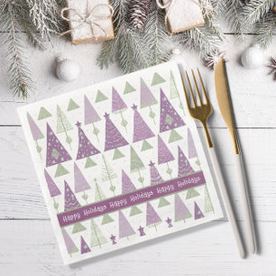 Purple Green Christmas Merry Pattern#25 ID1009 Napkin