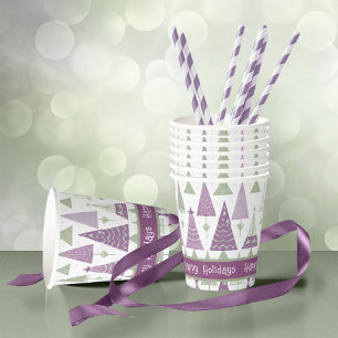 Purple Green Christmas Merry Pattern#25 ID1009 Paper Cups