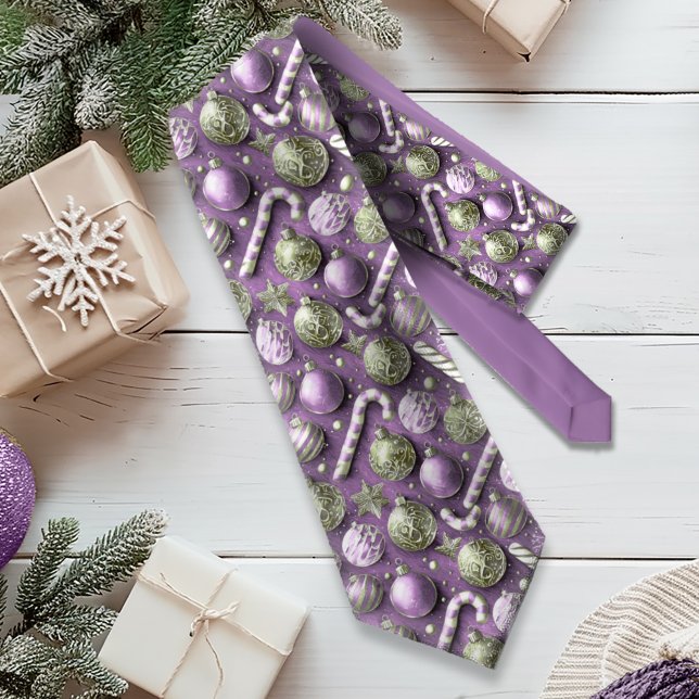 Purple Green Christmas Pattern#12 ID1009 Tie (Creator Uploaded)