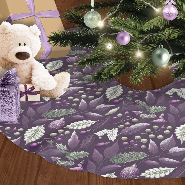Purple Green Christmas Pattern#18 ID1009 Brushed Polyester Tree Skirt (Creator Uploaded)