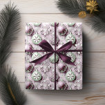 Purple Green Christmas Pattern#20 ID1009 Wrapping Paper<br><div class="desc">If you are wondering what colour combinations to pick for your Christmas decor and gift wrap supplies this year, I've created collections of coordinating patterns to make life just a bit easier. This ornate, hyper realistic design of Christmas ornaments has a 3D effect and is shown here in a striking...</div>