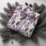 Purple Green Christmas Pattern#21 ID1009 Wrapping Paper<br><div class="desc">If you are wondering what colour combinations to pick for your Christmas decor and gift wrap supplies this year, I've created collections of coordinating patterns to make life just a bit easier. This eye-catching watercolor design features foliage arrangements with berries and Christmas ornament accents in eggplant purple and green on...</div>