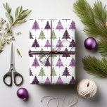 Purple Green Christmas Pattern#24 ID1009 Wrapping Paper<br><div class="desc">If you are wondering what colour combinations to pick for your Christmas decor and gift wrap supplies this year, I've created collections of coordinating patterns to make life just a bit easier. This modern graphic design of stylised Christmas trees in a minimalist pattern is shown here in a striking eggplant...</div>