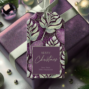 Purple Green Christmas Pattern#29 ID1009 Gift Tags
