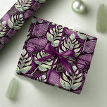 Purple Green Christmas Pattern#29 ID1009 Wrapping Paper<br><div class="desc">If you are wondering what colour combinations to pick for your Christmas decor and gift wrap supplies this year, I've created collections of coordinating patterns to make life just a bit easier. This eye-catching watercolor design features large leaves and outlines of foliage in deep eggplant purple and soft olive green....</div>