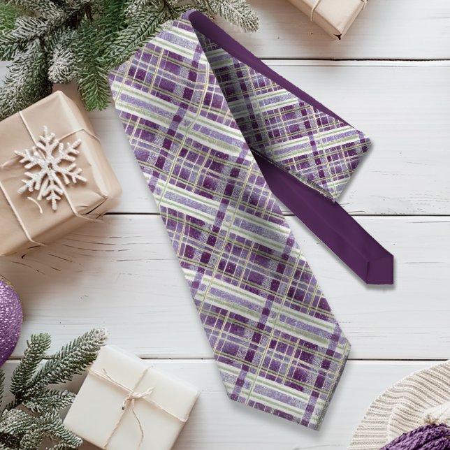 Purple Green Christmas Pattern#2 ID1009 Tie (Creator Uploaded)