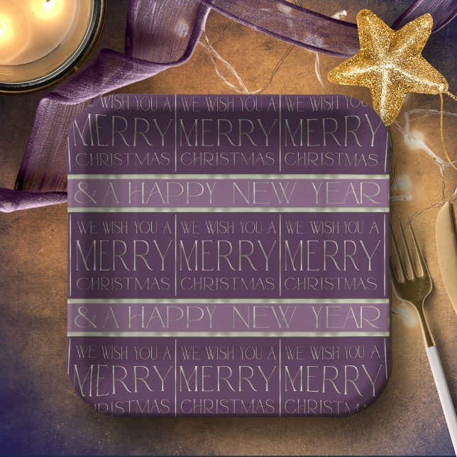 Purple Green Christmas Pattern#34 ID1009 Paper Plate (Creator Uploaded)