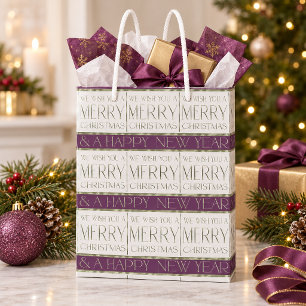 Purple Green Christmas Pattern#35 ID1009 Medium Gift Bag
