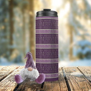 Purple Green Christmas Pattern#35b ID1009 Thermal Tumbler