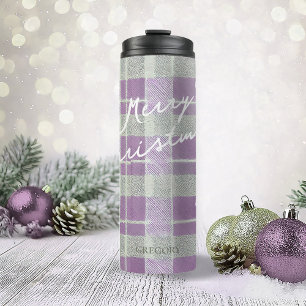 Purple Green Christmas Pattern#7 ID1009 Thermal Tumbler