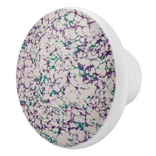 Purple & Green Crackled Paint Abstract Design Ceramic Knob