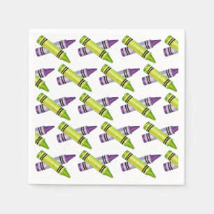 Purple Green Crayon Art Supplies Teacher Artist  Napkin