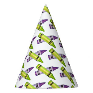 Purple Green Crayon Art Supplies Teacher Artist  Party Hat