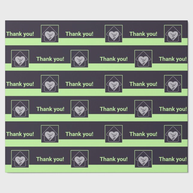 Purple & Green Custom Logo & Thank You  Wrapping P Wrapping Paper (Seam)