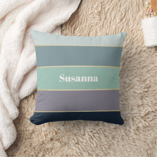 Purple Green Custom Summer Colour Block Stripes Cushion