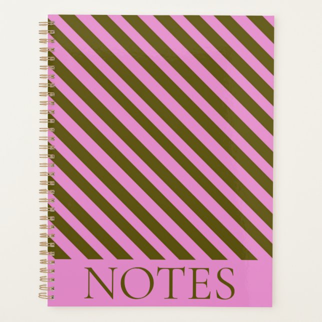 Purple & Green Diagonal Stripe Modern Minimalist  Planner (Front)