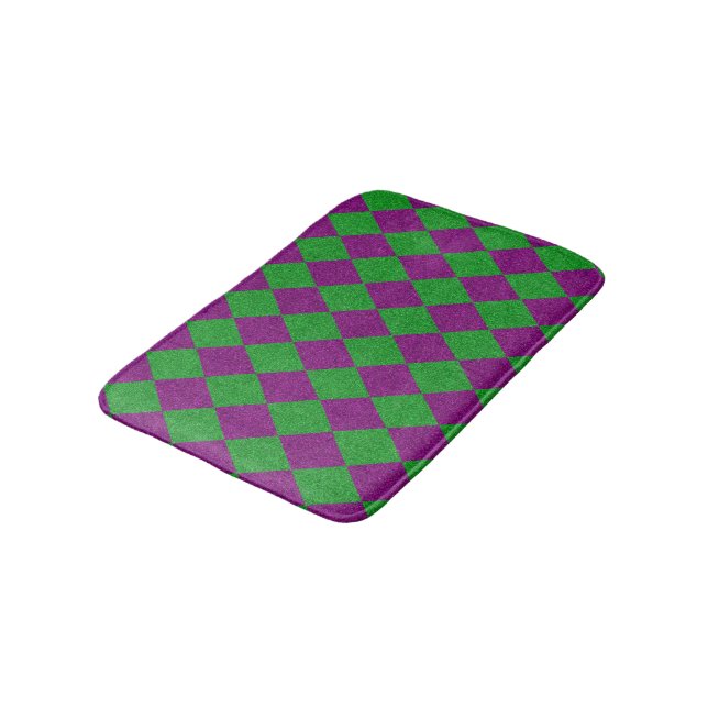 Purple & Green Diamond Glitter Bath Mat (Angled)