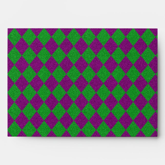 Purple & Green Diamond Glitter Envelope (Front)