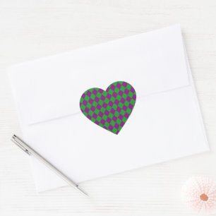 Purple & Green Diamond Glitter Heart Sticker