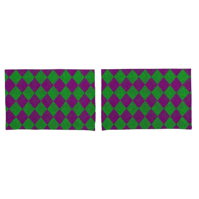 Purple & Green Diamond Glitter Pillowcase (Front-Set)