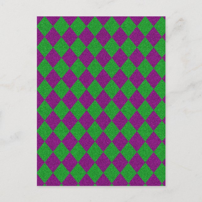 Purple & Green Diamond Glitter Postcard (Front)