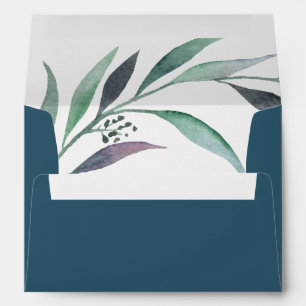 Purple & Green Eucalyptus Teal Wedding Invitation Envelope