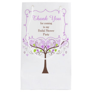 Purple & Green Floral Bird Bridal Shower Thank You Small Gift Bag