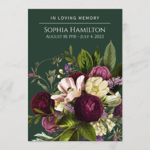 Purple Green Floral Funeral Memorial Program Programme