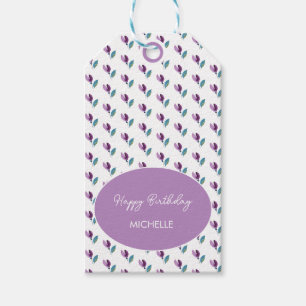 Purple Green Floral Watercolor Hand-painted Gift Tags
